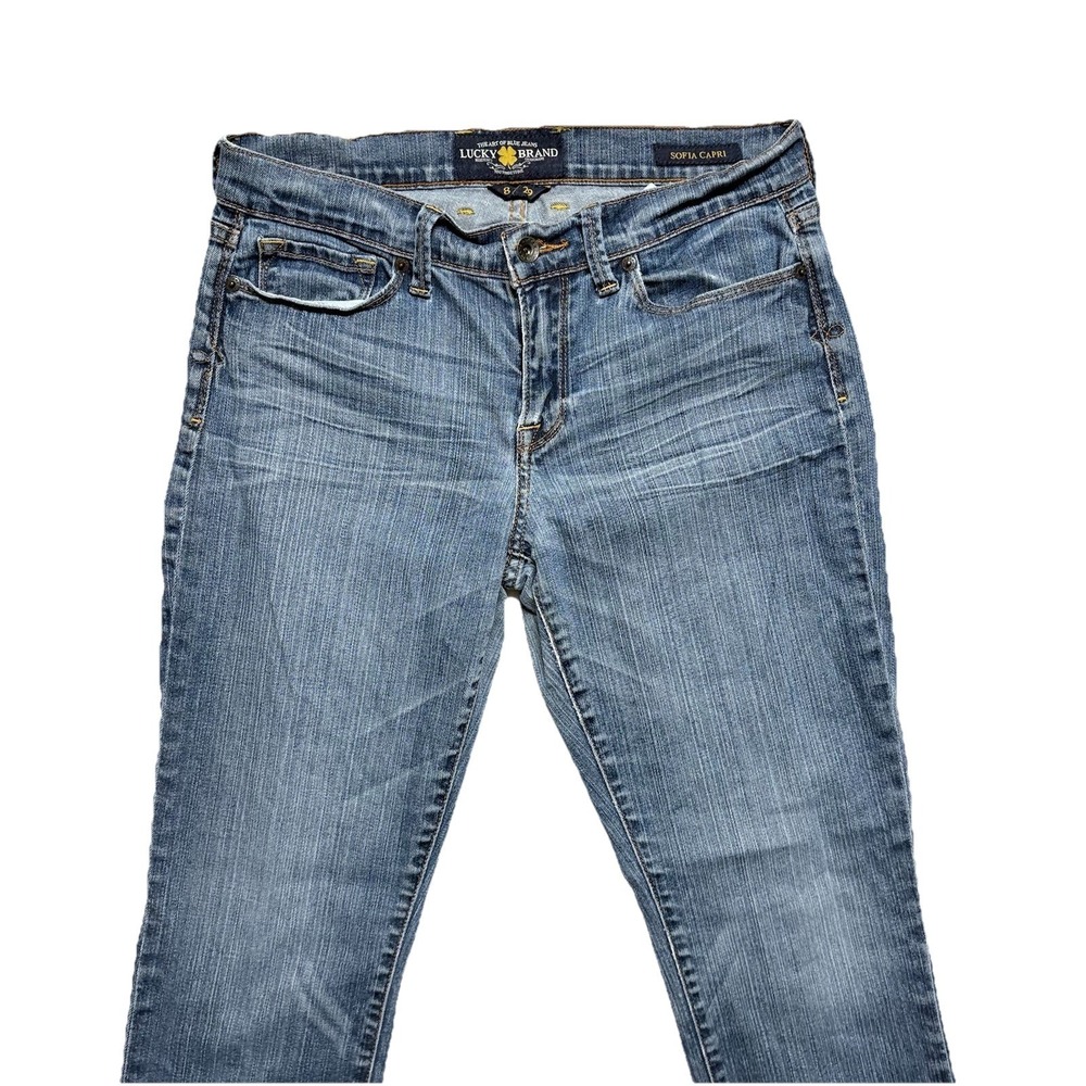Lucky Brand Jeans Womens 8/29 Distressed Blue Denim Sofia Capri Crop Leg Comfort - Picture 13 of 13